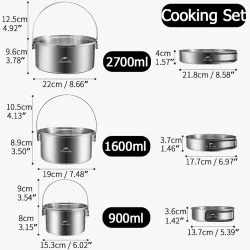 Batterie de cuisine de camping ultralégère NATUREHIKE - Ensemble bouilloire, casserole et bol